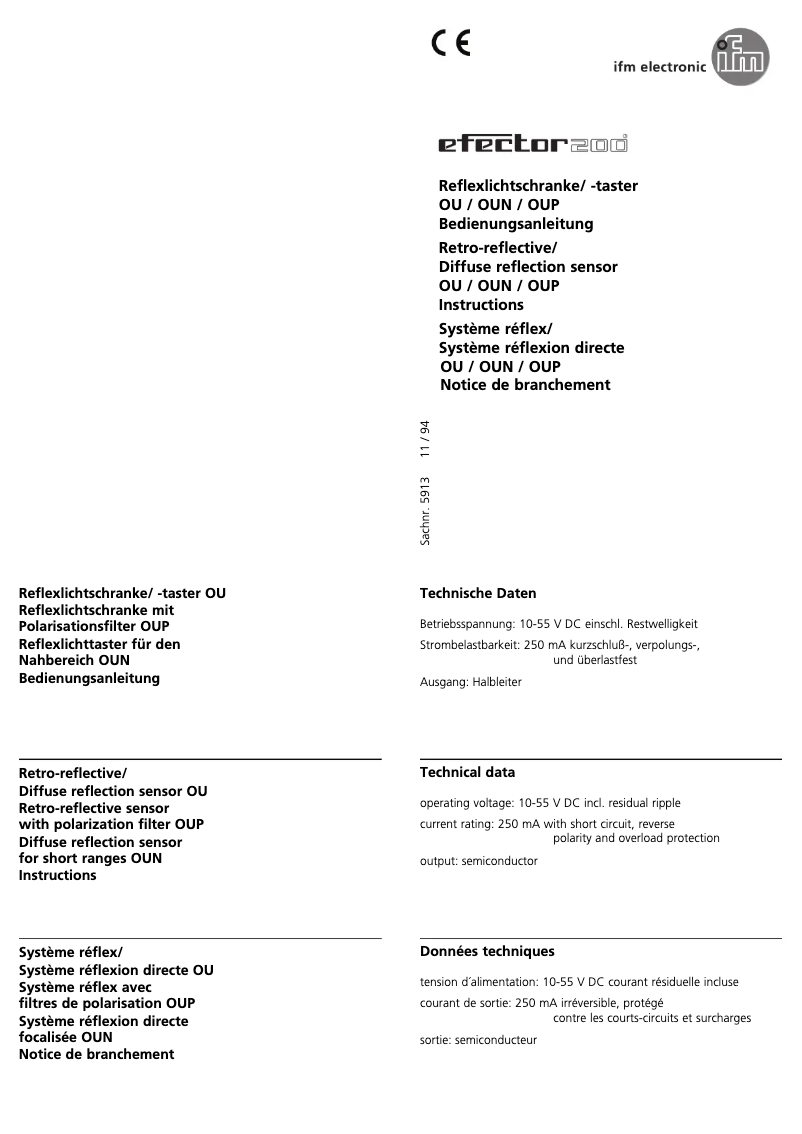 Page n°1 - Manuel utilisateur IFM OU5011