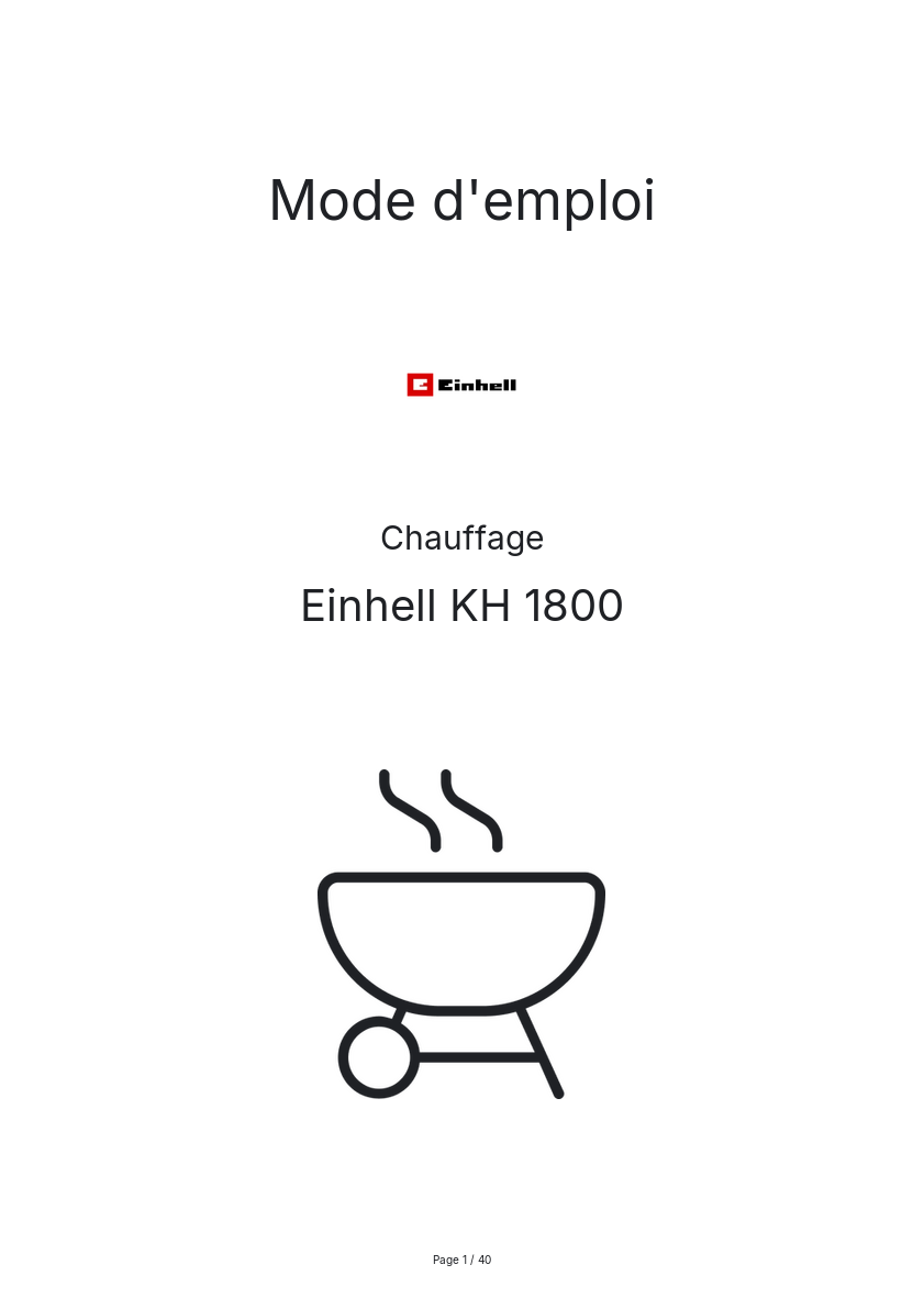 Page n°1 - Mode d'emploi Einhell KH 1800