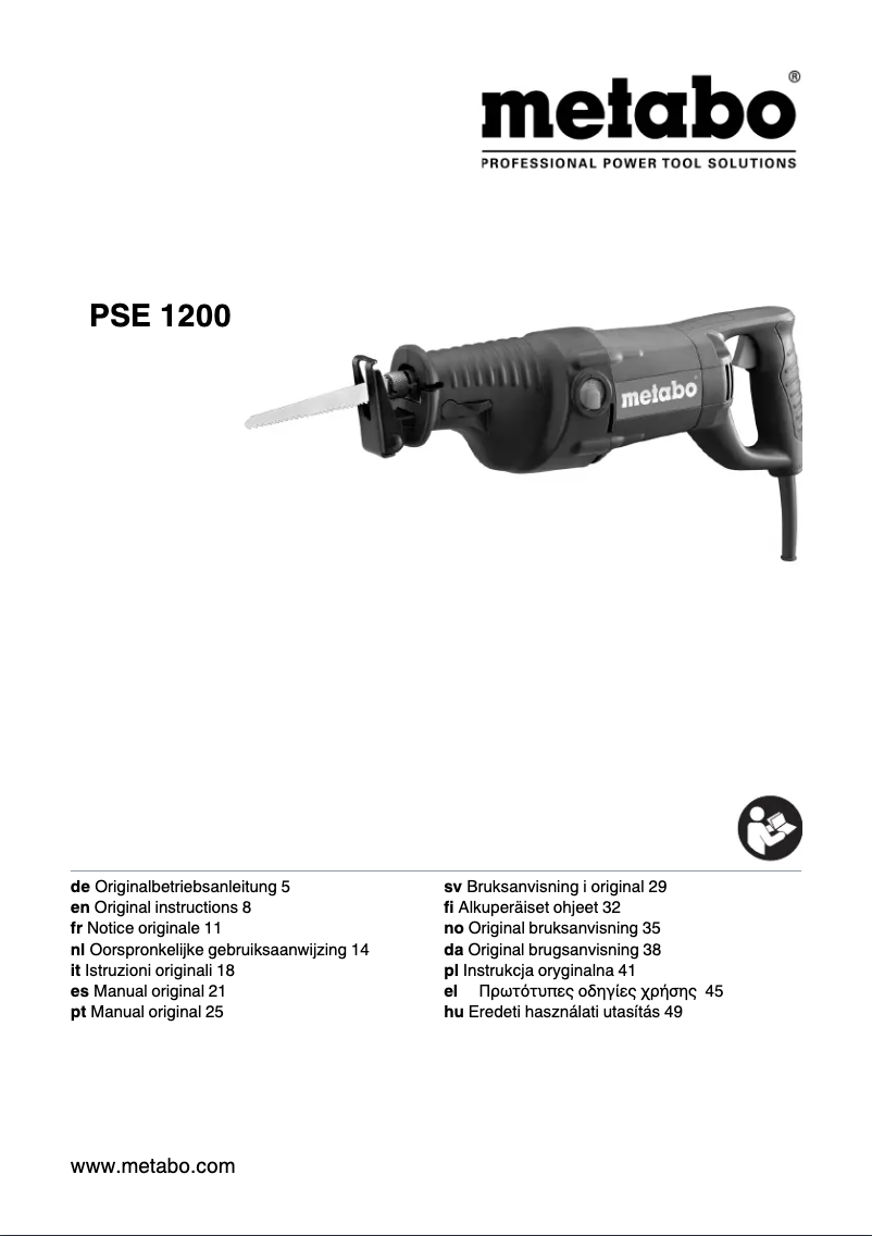 Page 1 de la notice Manuel utilisateur Metabo PSE 1200