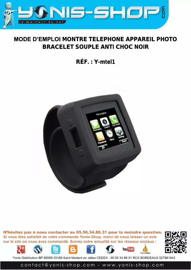 Page 1 de la notice Manuel utilisateur Yonis Y-MTEL1