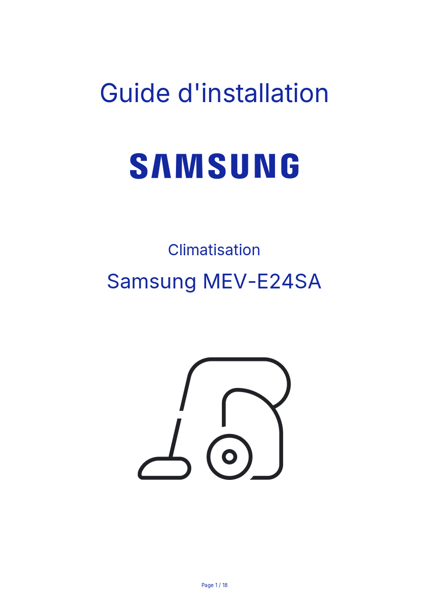 Page n°1 - Guide d'installation Samsung MEV-E24SA