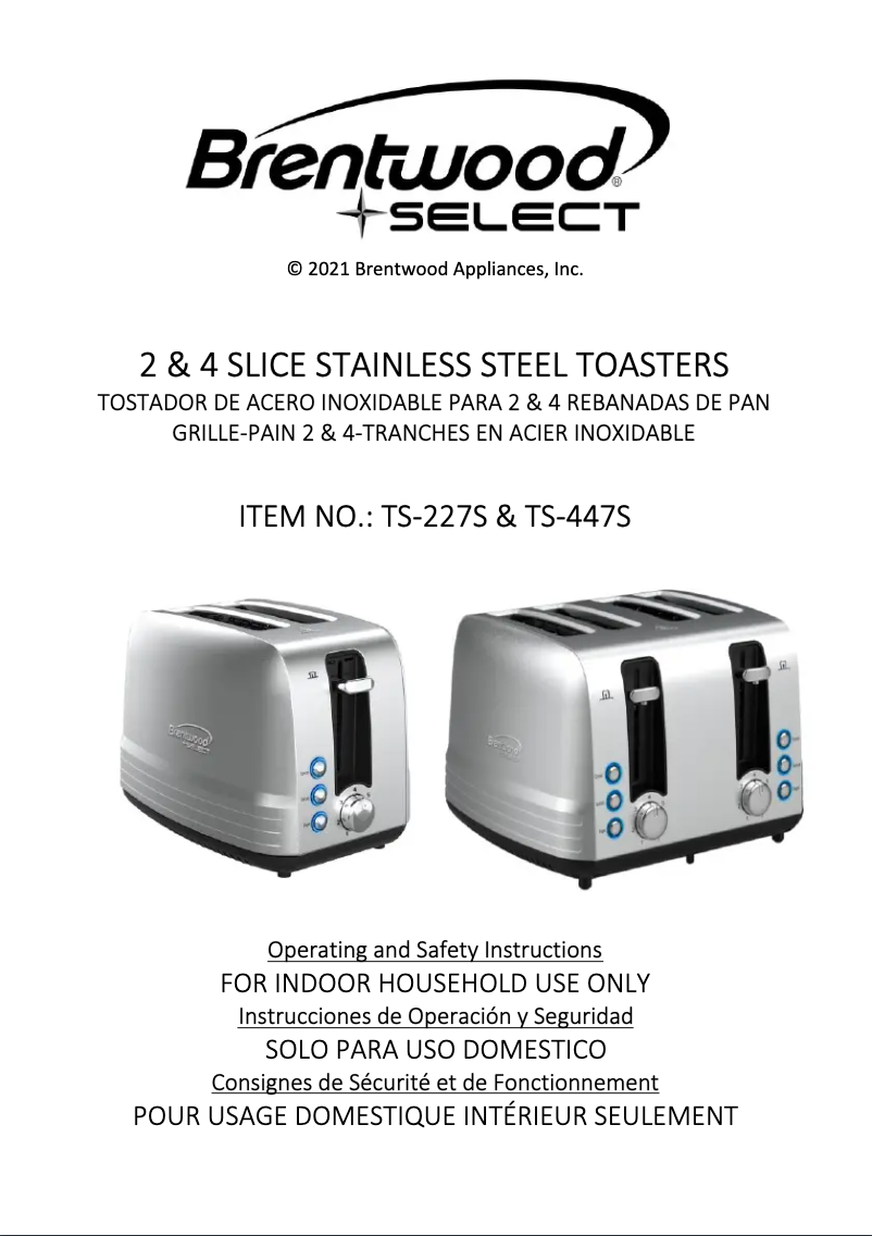 Page 1 de la notice Manuel utilisateur Brentwood TS-227S