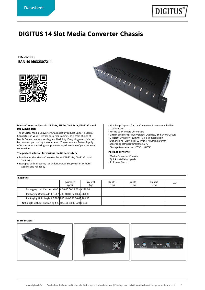 Página 1 del manual Ficha técnica Digitus DN-82000