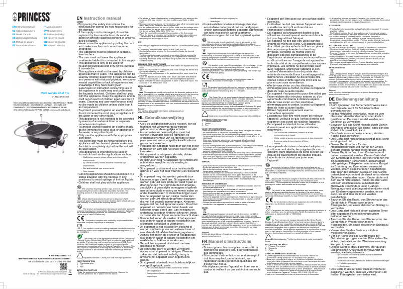 Page 1 de la notice Manuel utilisateur Princess Classic Multi Wonder Chef Pro 162367