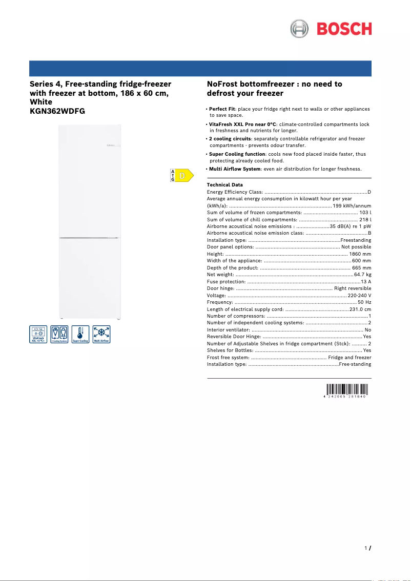 Image de la première page du manuel de l'appareil KGN362WDFG