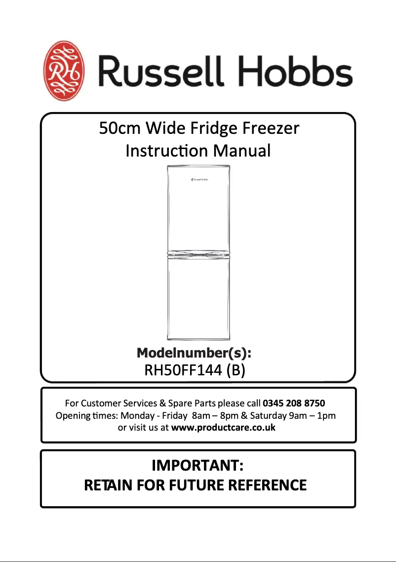 Page 1 de la notice Manuel utilisateur Russell Hobbs RH50FF144R