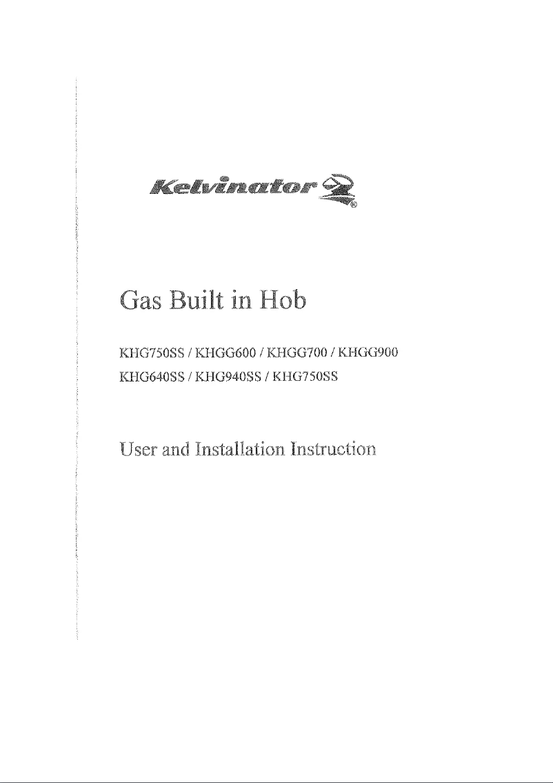 Page n°1 - Manuel utilisateur Kelvinator KHG941SS