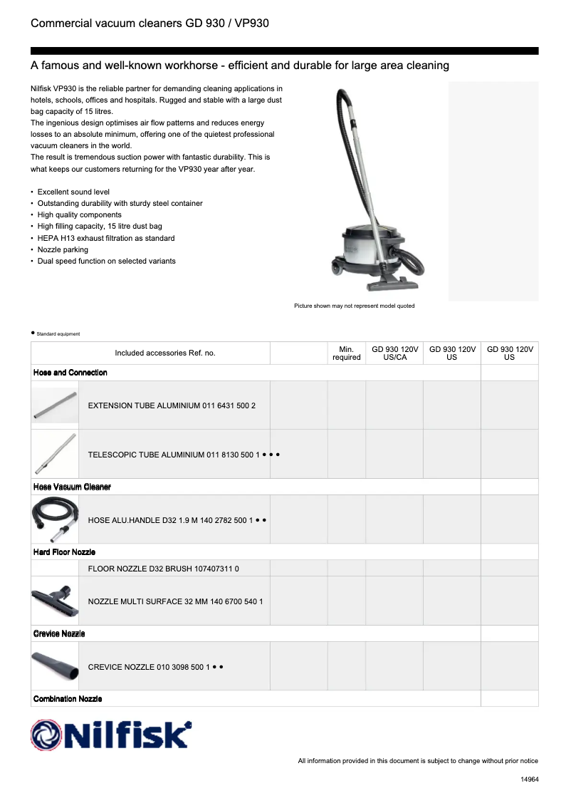 Image de la première page du manuel de l'appareil VP930