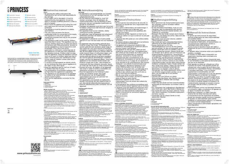 Image de la première page du manuel de l'appareil Table Chef XXL 102213