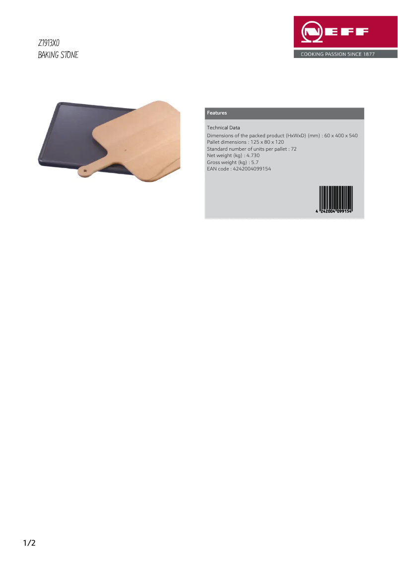 Page n°1 - Manuel utilisateur Neff Z1913X0