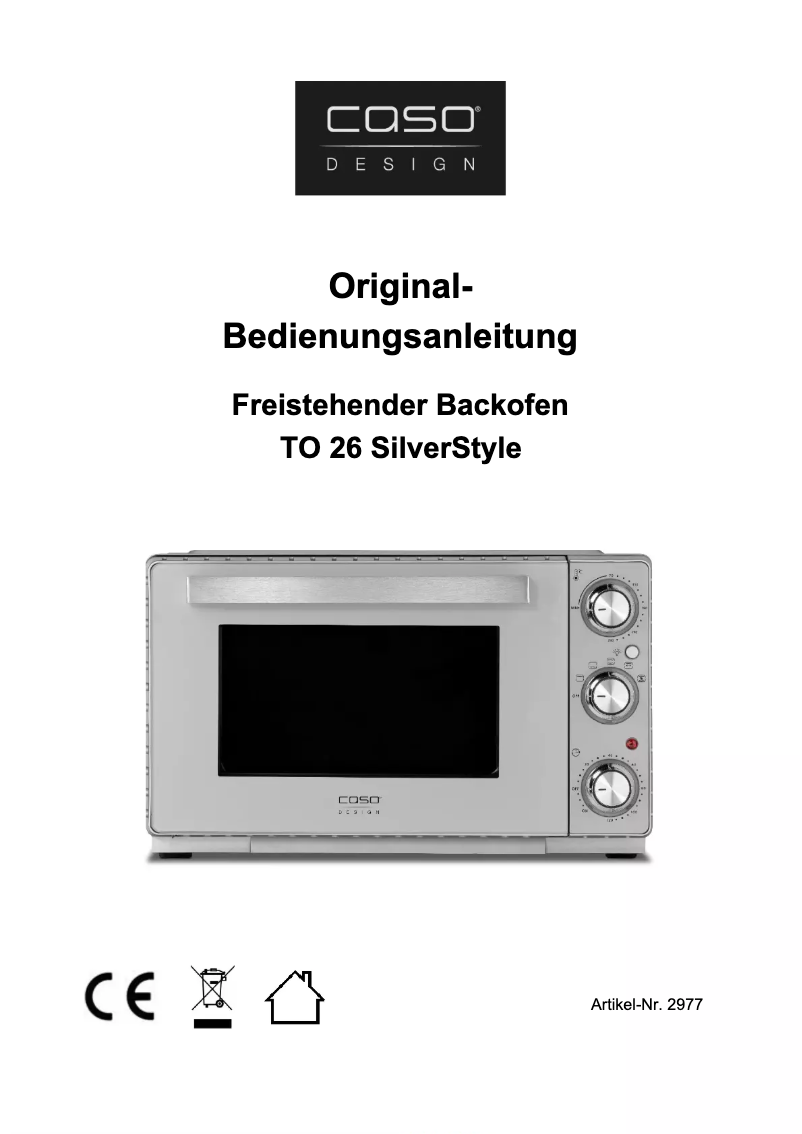 Page n°1 - Manuel utilisateur Caso TO 26 SilverStyle
