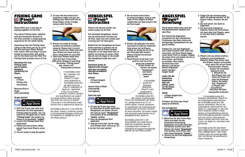 Page 1 de la notice Manuel utilisateur Jumbo IPawn Hengelspel