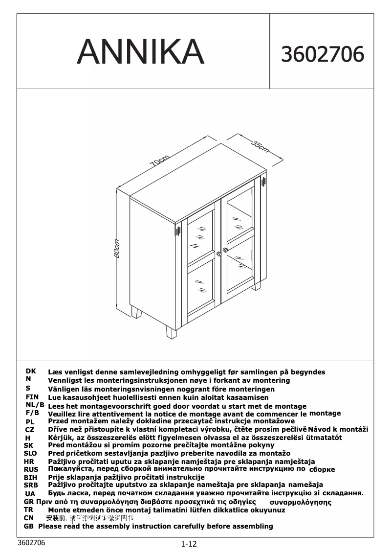 Page 1 de la notice Manuel utilisateur JYSK Annika (70x35x80)