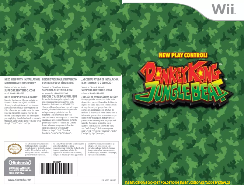 Page 1 de la notice Manuel utilisateur Nintendo New Play Control! Donkey Kong Jungle Beat (Wii)