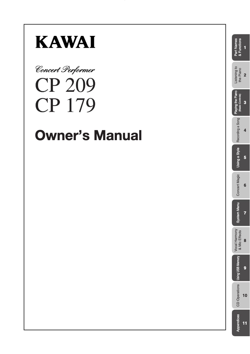 Imagen de la primera página del manual del dispositivo Concert Performer CP209