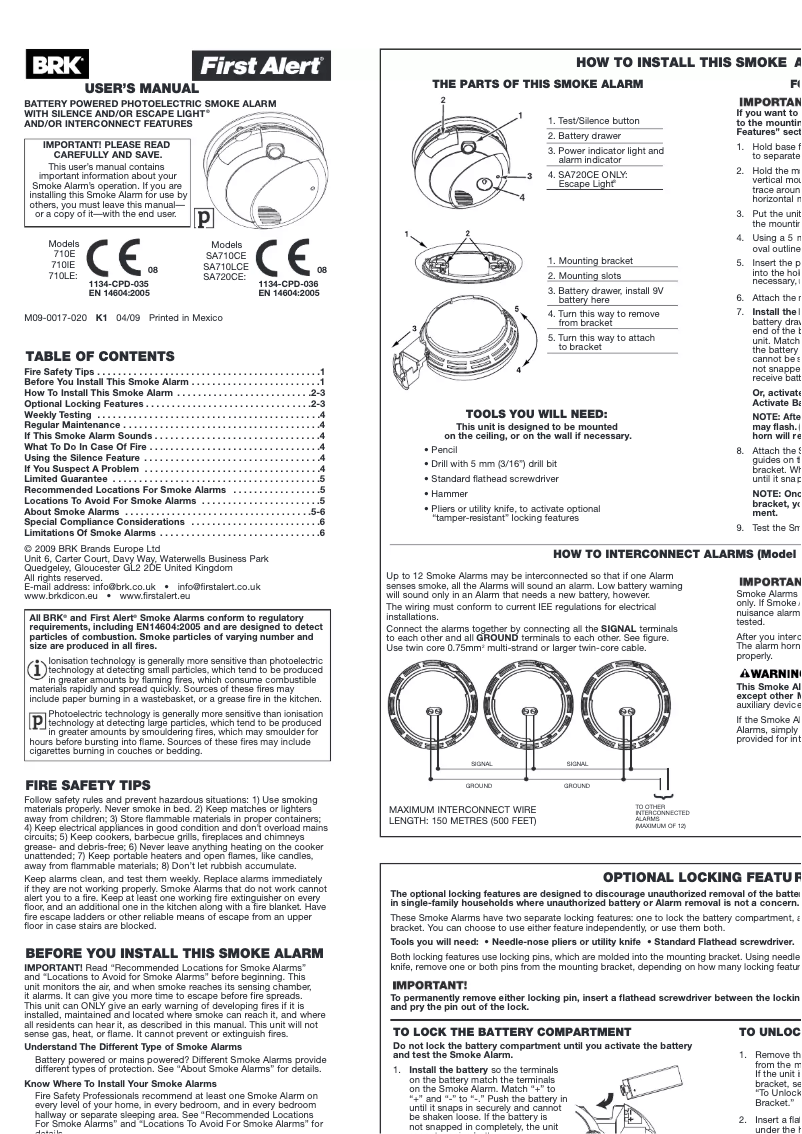 Página 1 del manual Manual de usuario First Alert SA720CE