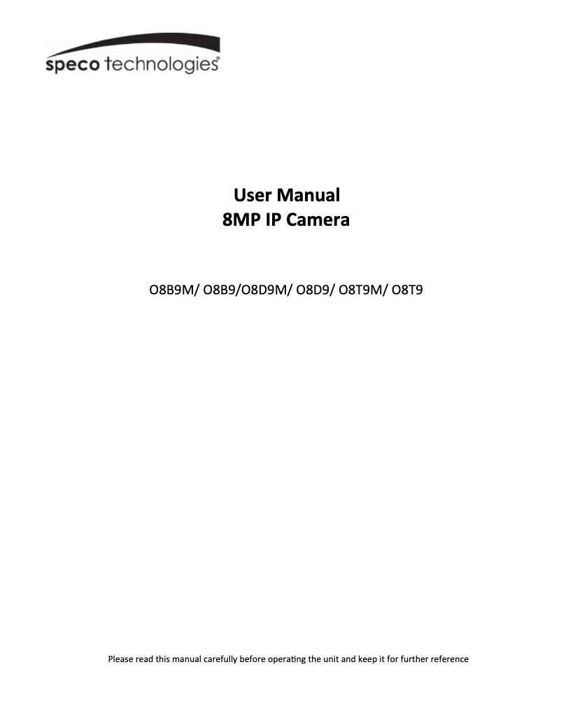 Page n°1 - Manuel utilisateur Speco Technologies O8D9