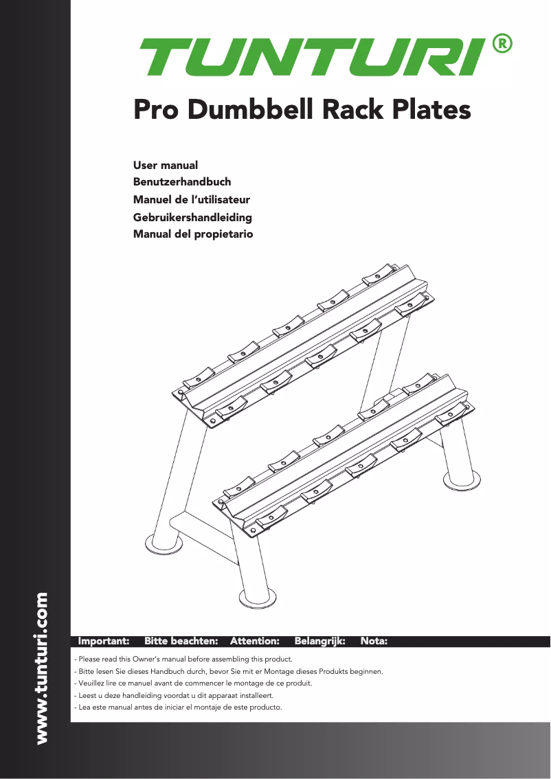 Page 1 de la notice Manuel utilisateur Tunturi Pro Dumbbell Rack Plates