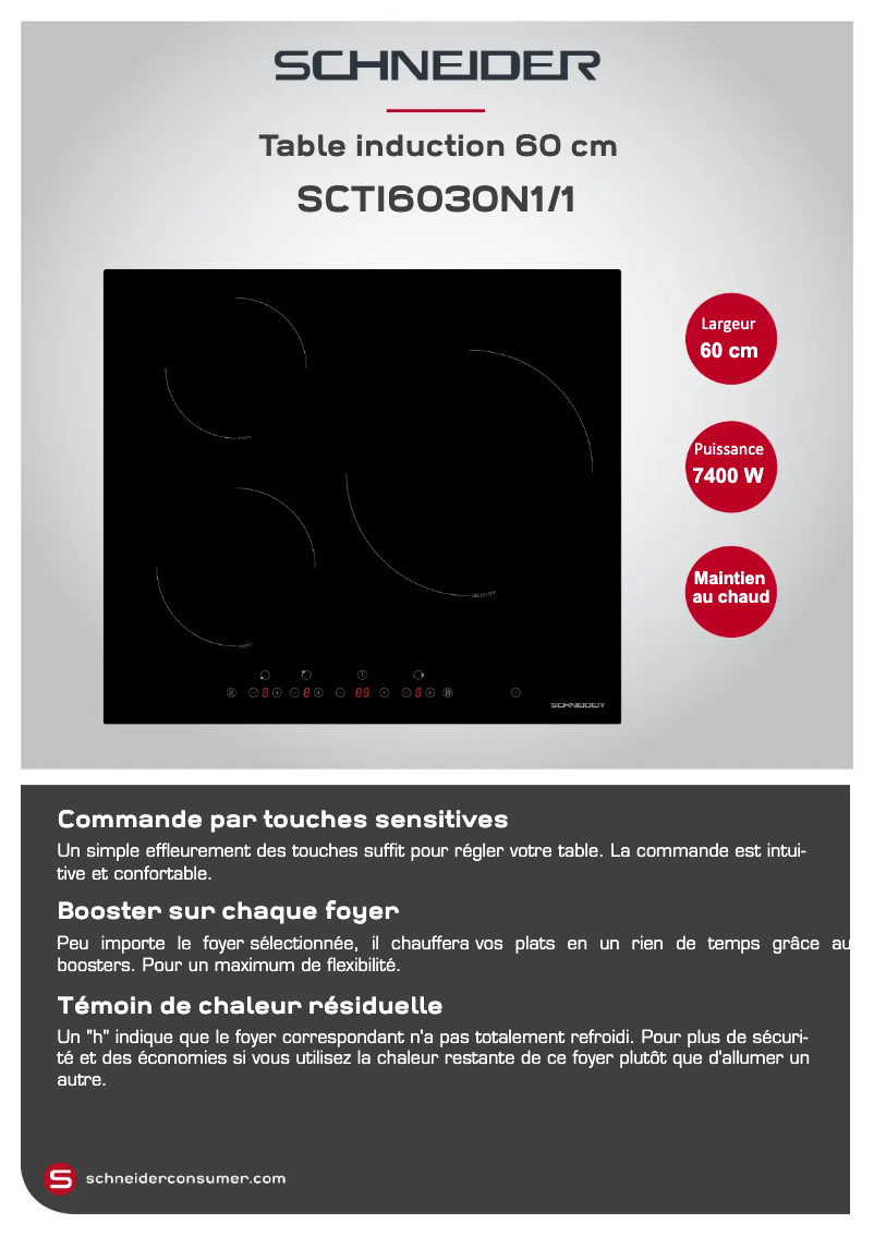Page 1 de la notice Fiche technique Schneider SCTI6030N1/1