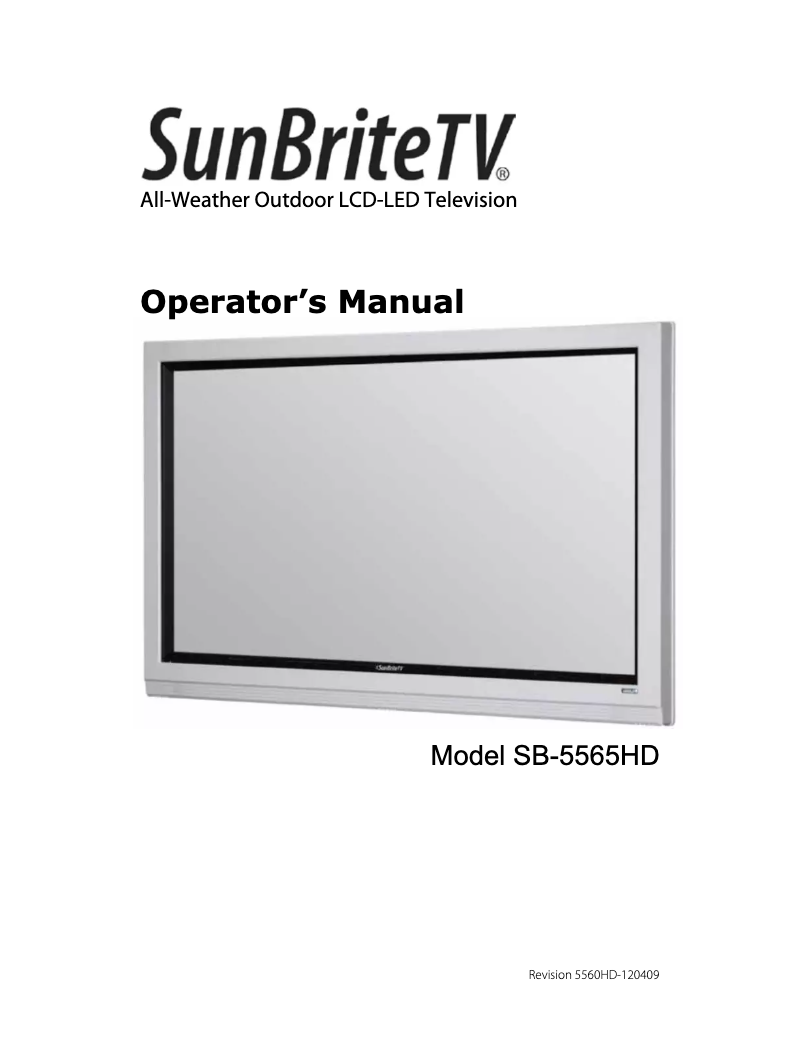 Page n°1 - Manuel utilisateur SunBriteTV Signature 5565HD