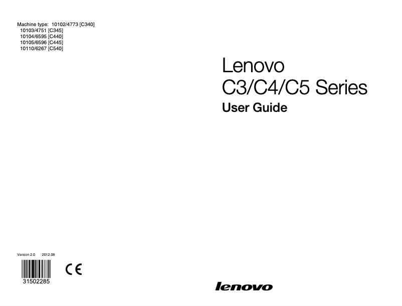Page n°1 - Manuel utilisateur Lenovo Essential C540