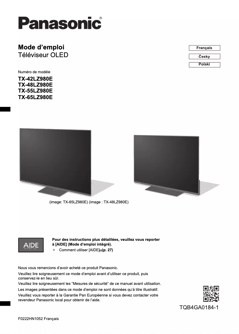 Página 1 del manual Guía de inicio rápido Panasonic TX-42LZ980E