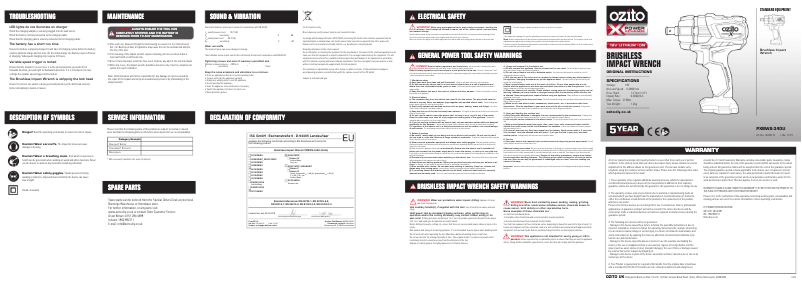 Page 1 de la notice Manuel utilisateur Ozito PXBWK-130U