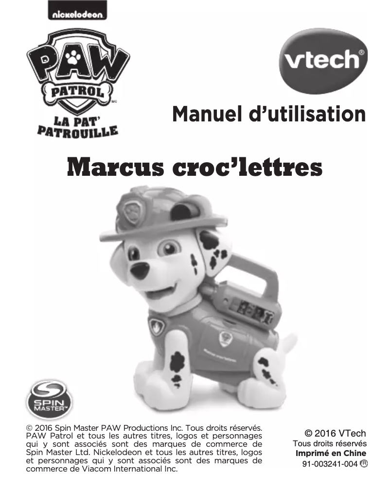 Page 1 de la notice Manuel utilisateur Vtech Marcus, croc'lettres