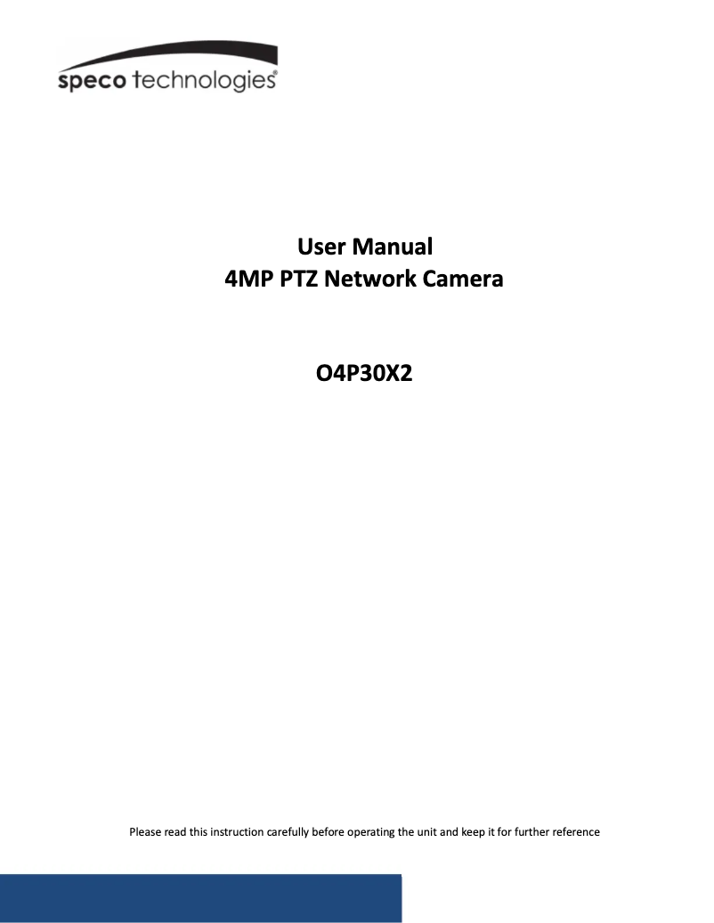 Page n°1 - Manuel utilisateur Speco Technologies O4P30X2