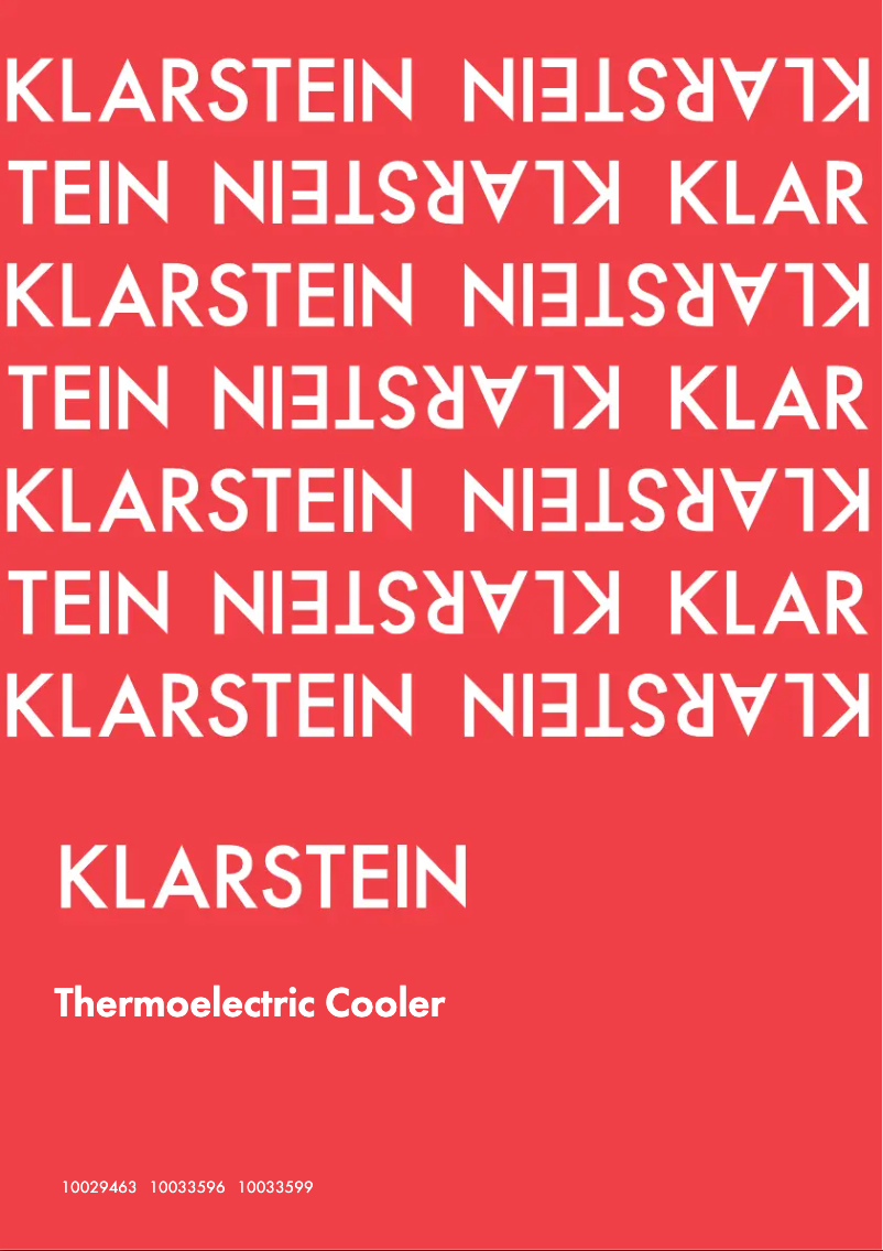 Page n°1 - Manuel utilisateur Klarstein 10033596