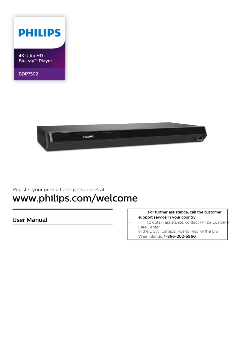 Page 1 de la notice Manuel utilisateur Philips BDP7502