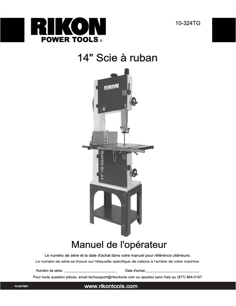 Page 1 de la notice Manuel utilisateur RIKON 10-324TG