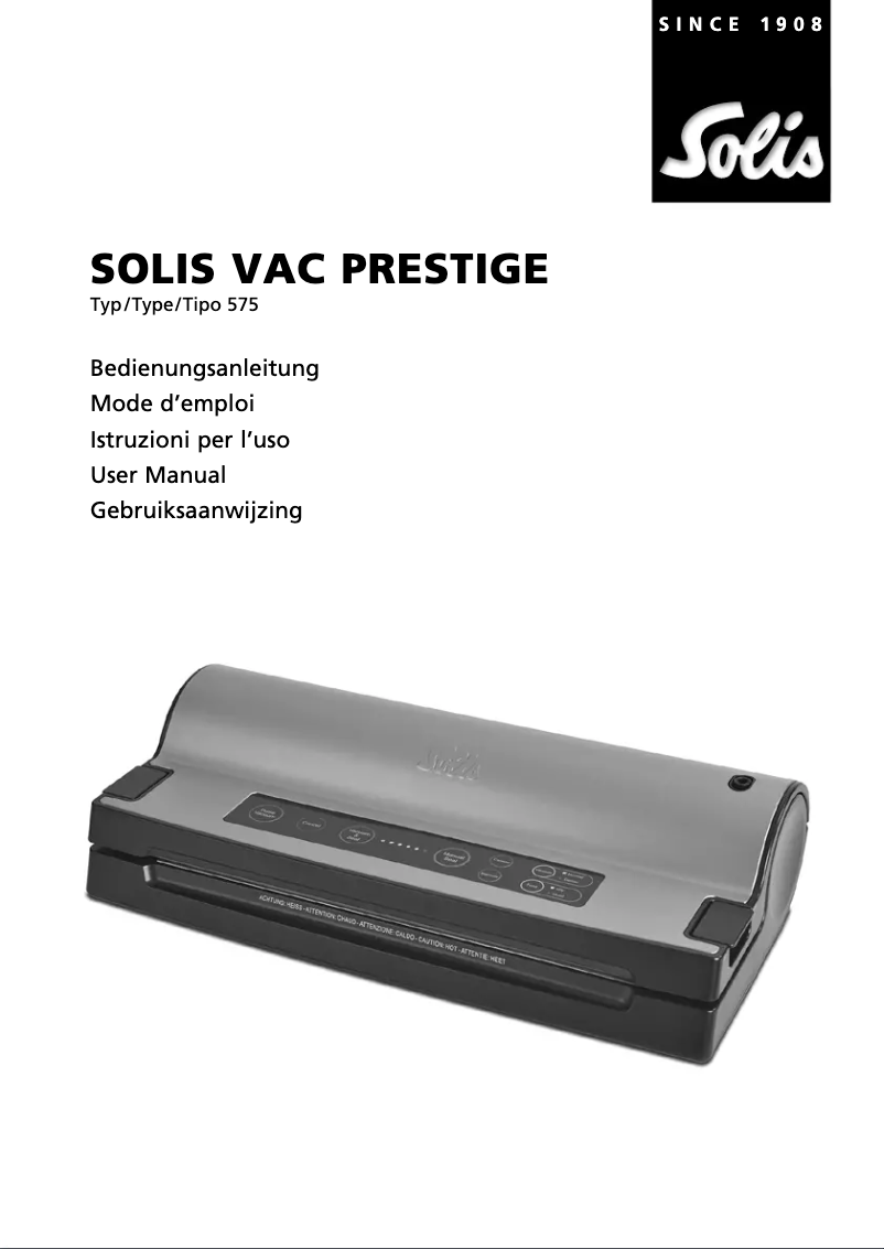 Page 1 de la notice Manuel utilisateur Solis Vac Prestige 575