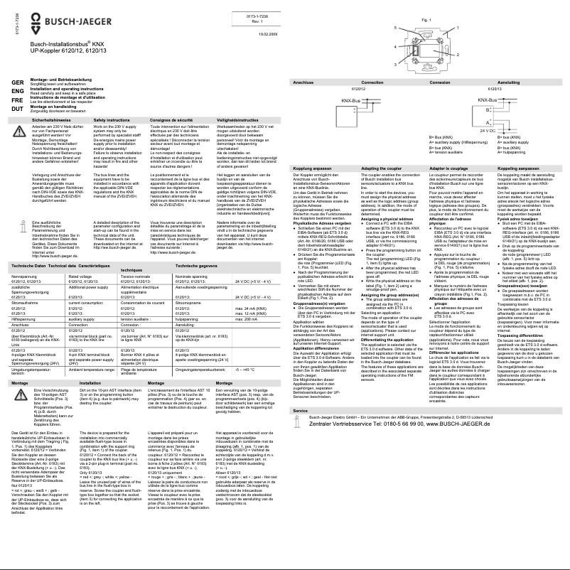 Page 1 de la notice Manuel utilisateur Busch-Jaeger 6120/13