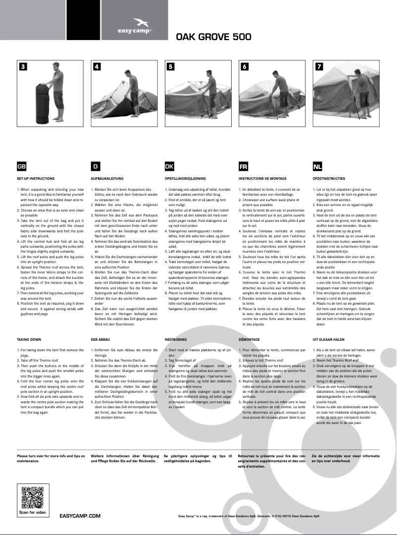 Page n°1 - Manuel utilisateur Easy Camp Oak Grove 500