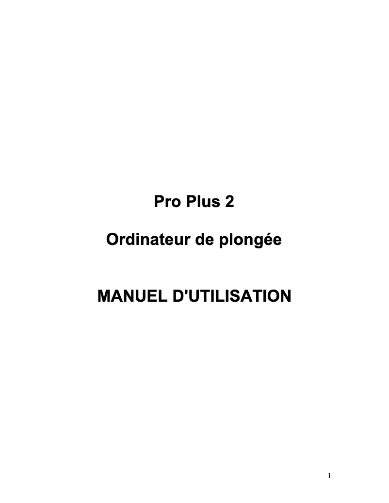 Page 1 de la notice Manuel utilisateur Oceanic Pro Plus 2