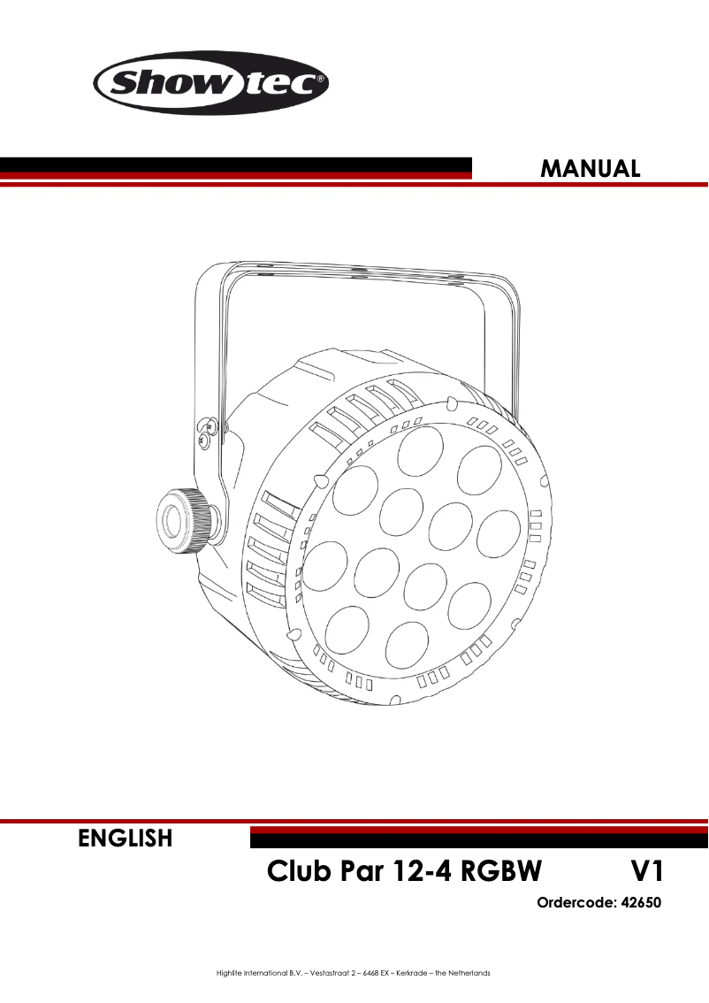 Page n°1 - Manuel utilisateur Showtec Club Par 12-4 RGBW