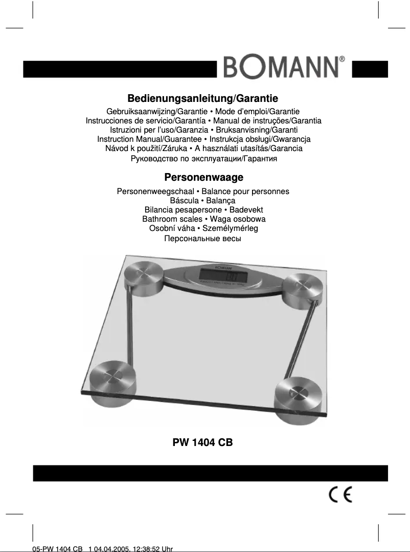 Page 1 de la notice Manuel utilisateur Bomann PW 1404 CB