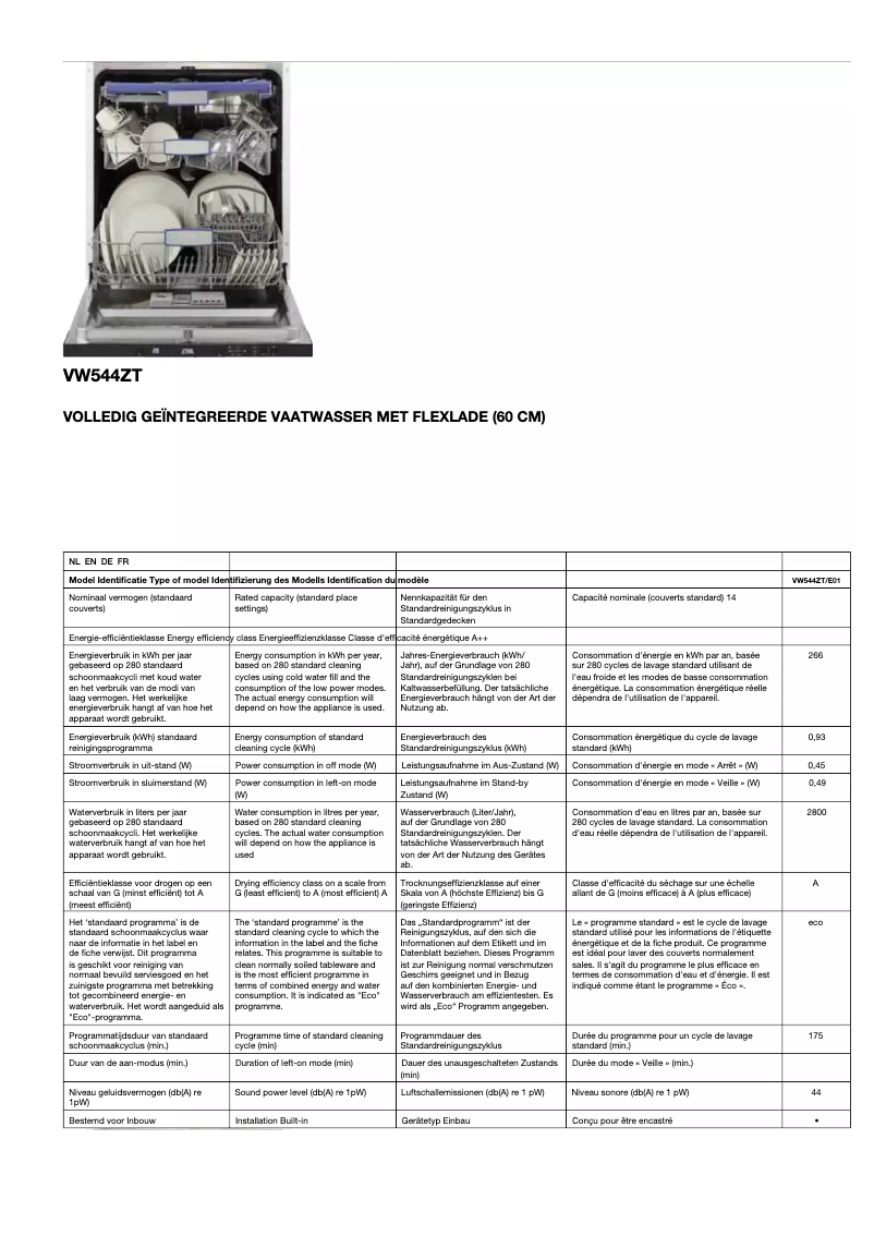 Page n°1 - Fiche technique Etna VW544ZT