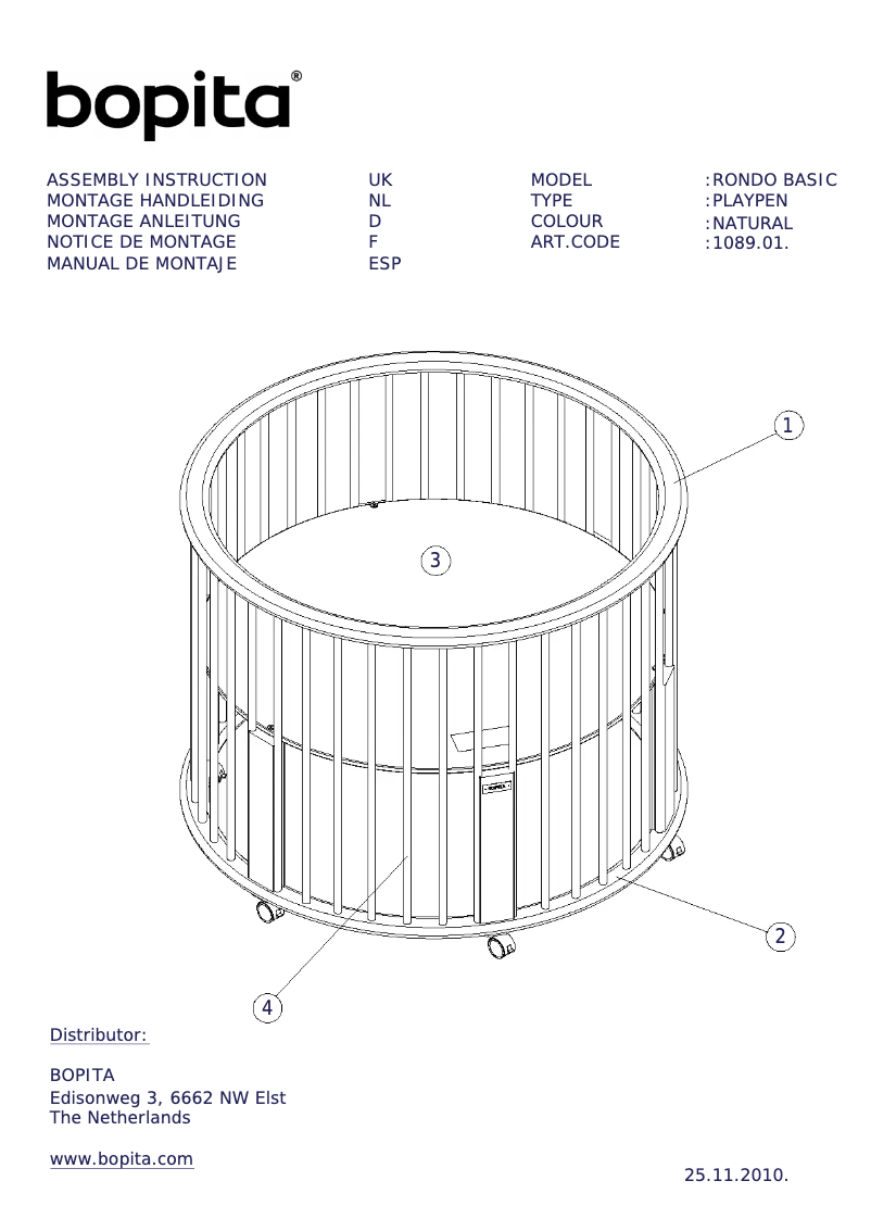 Page n°1 - Manuel utilisateur Bopita Rondo Basic