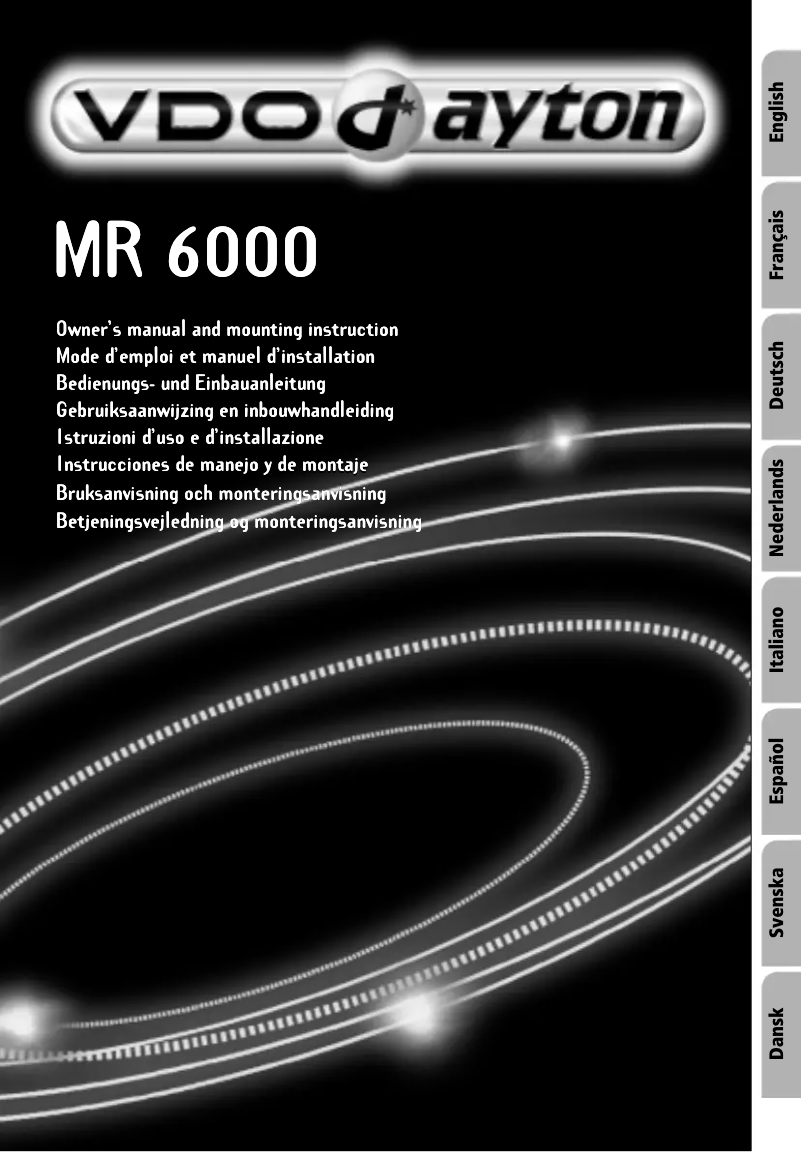 Page n°1 - Manuel utilisateur VDO Dayton MR 6000
