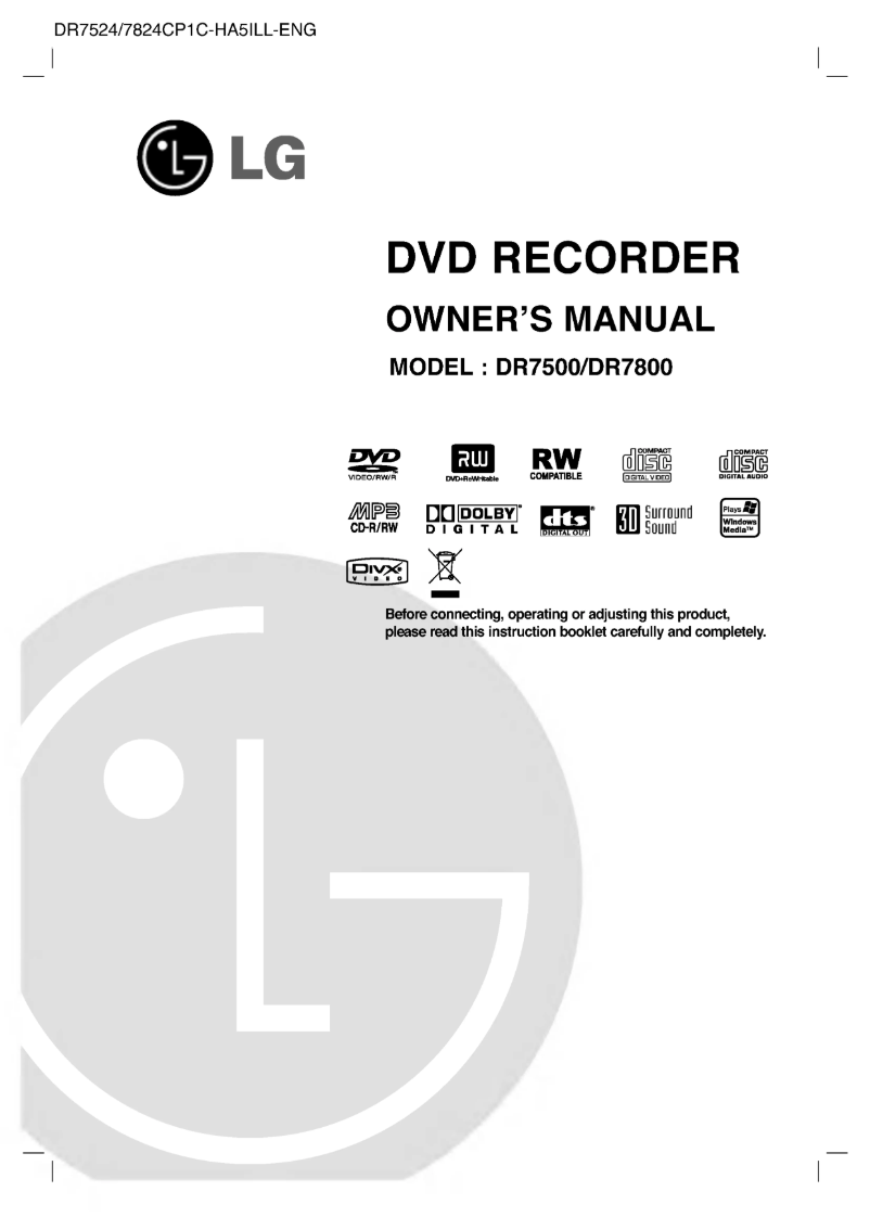 Page 1 of the manual User Manual LG DR7800