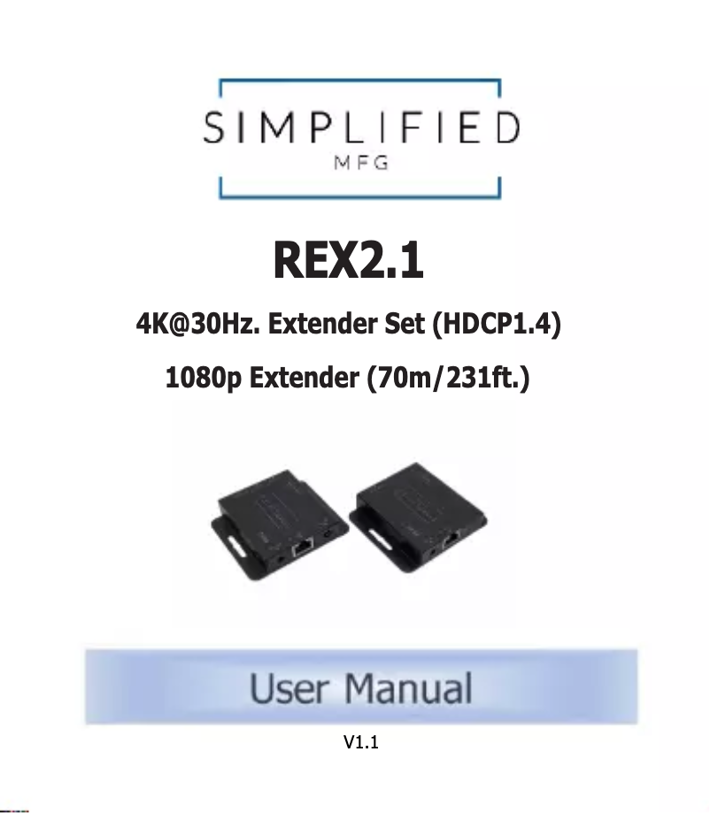 Page n°1 - Manuel utilisateur Simplified MFG REX2.1