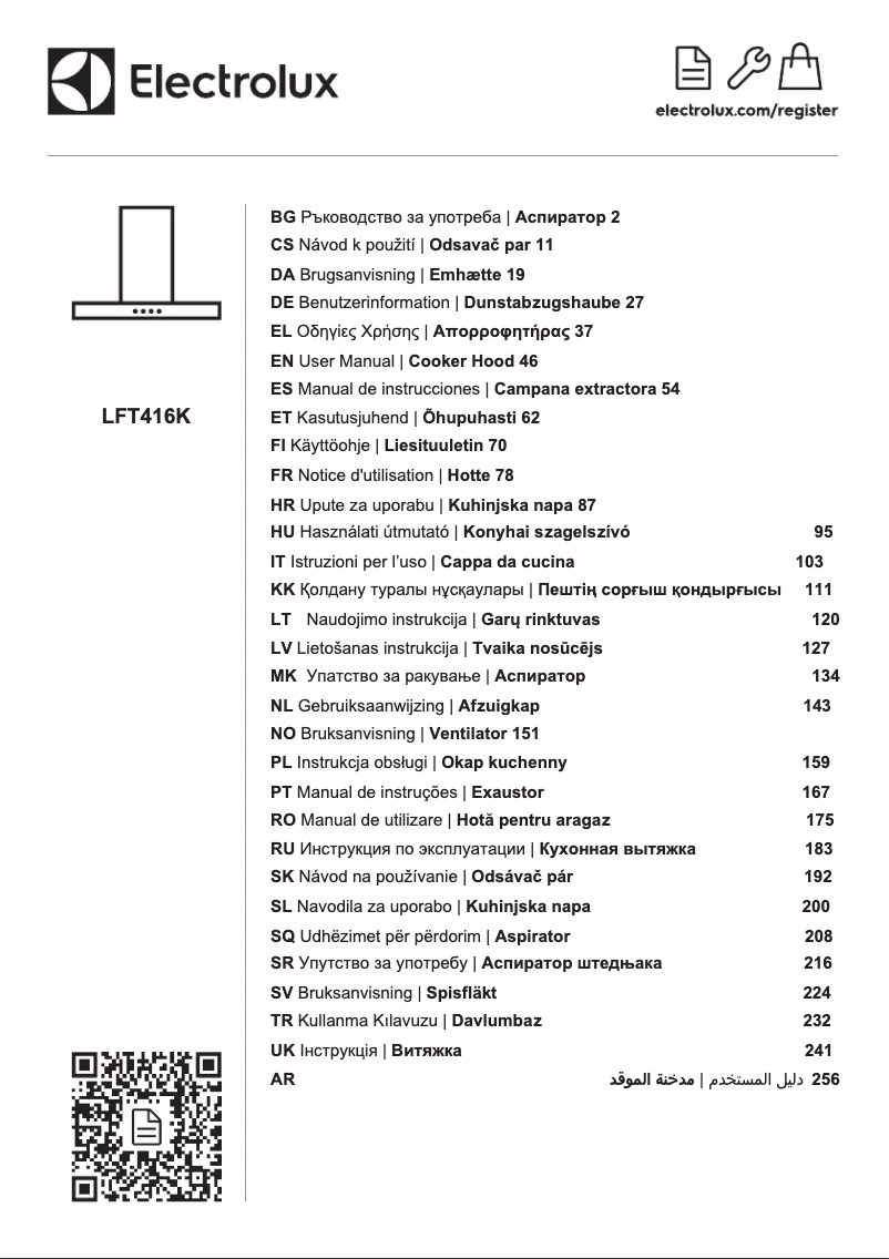 Page 1 de la notice Manuel utilisateur Electrolux LFT416K