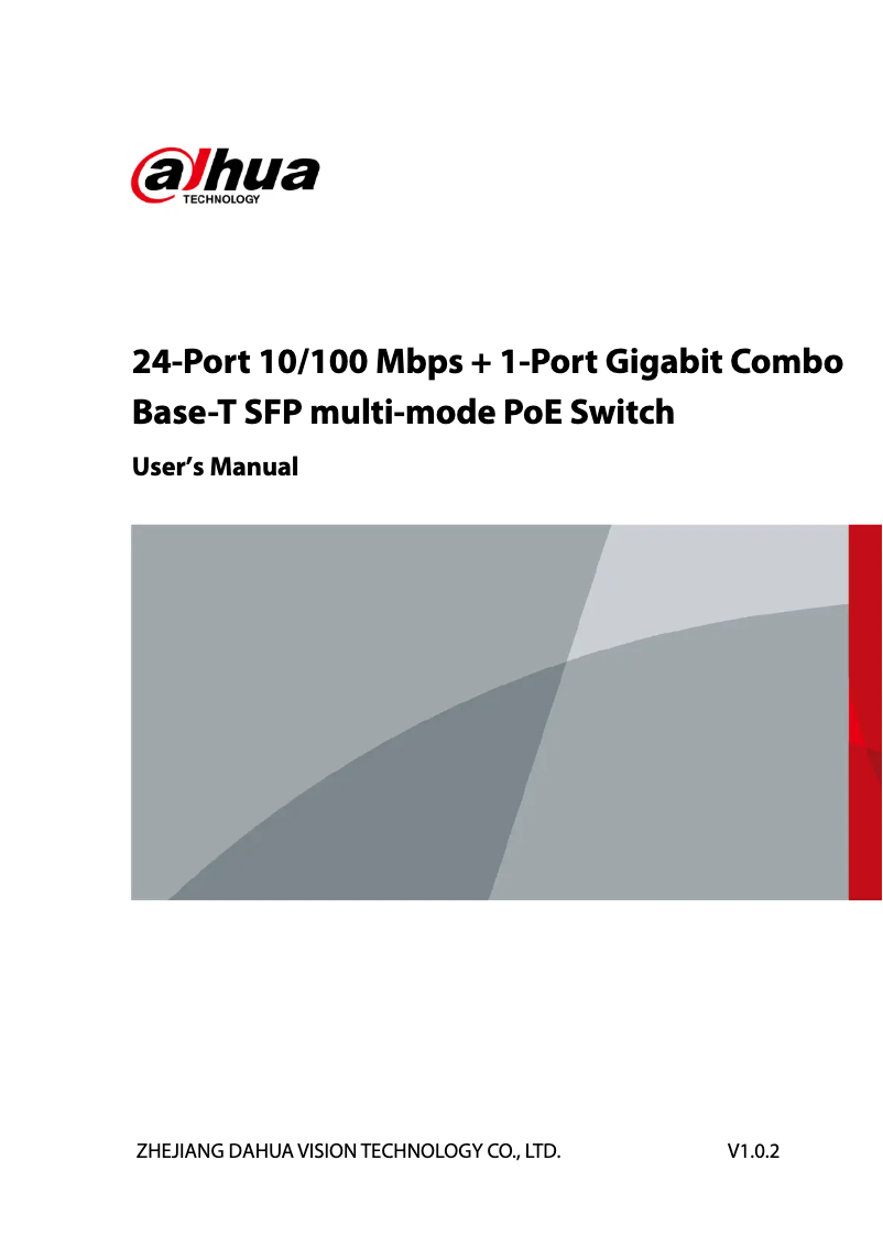 Page 1 de la notice Manuel utilisateur Dahua Technology PFS3125-24ET-190