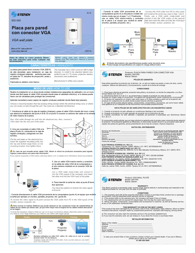 Page 1 de la notice Manuel utilisateur Steren 500-550