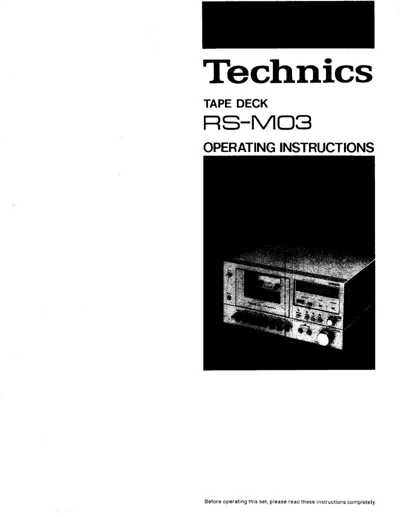 Page 1 de la notice Manuel utilisateur Technics RS-M03