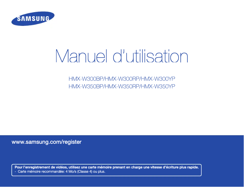 Page n°1 - Manuel utilisateur Samsung HMX-W300RP