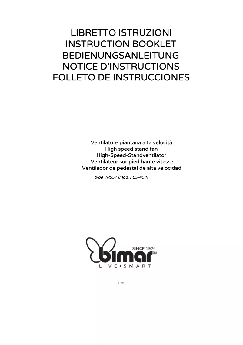 Page 1 de la notice Manuel utilisateur Bimar VPS57