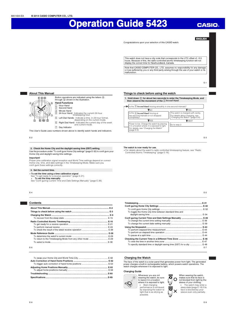 Page 1 de la notice Manuel utilisateur Casio Edifice EQW-M1100DB-1AER